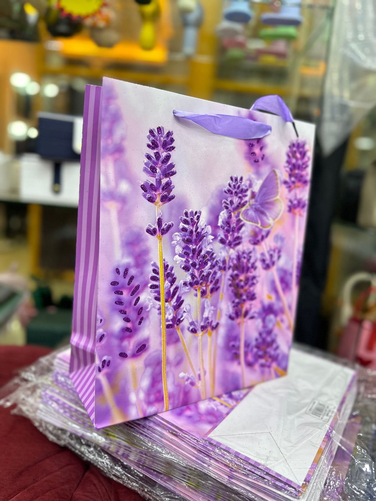 Gift Bag purple Glitter