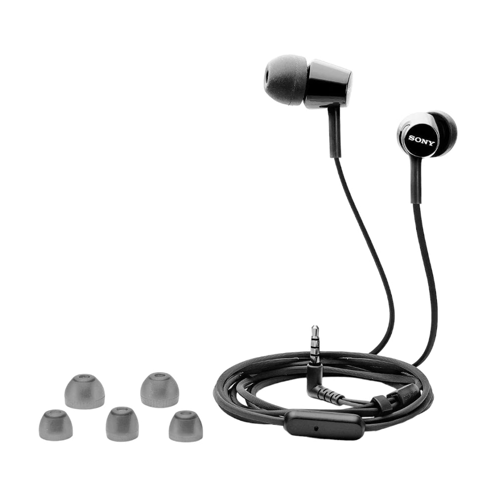 Sony MDREX155AP in-Ear Earbud Headphones/Headset with mic for Phone Call, Black (MDR-EX155AP/B)