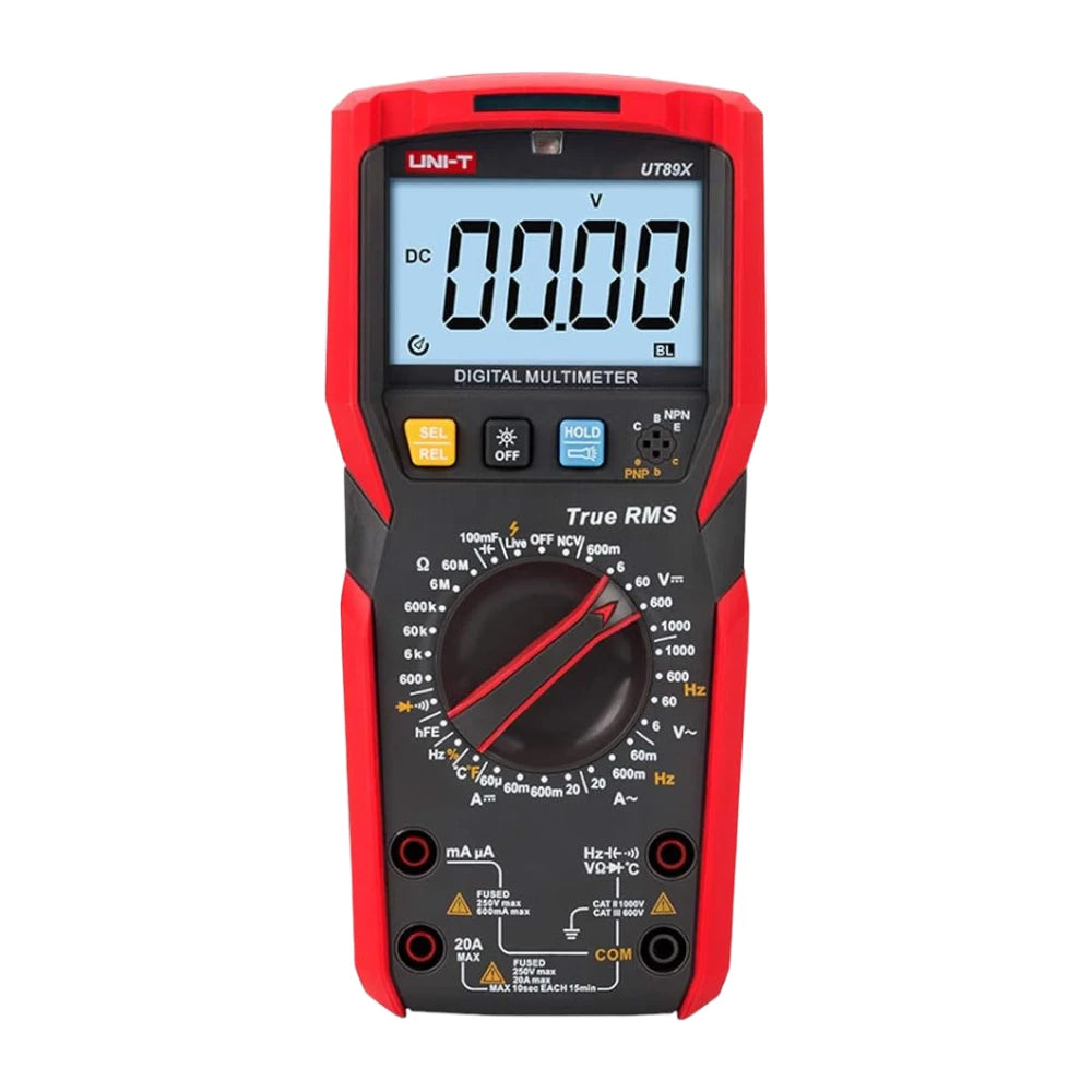 UNI-T UT89X Digital Multimeter,TRMS 6000 Counts Volt Meter Manual Ranging,Measures AC/DC Voltage Tester,Resistance,Capacitance,Diode,NCV,Temperature,LED Test (UT89X）