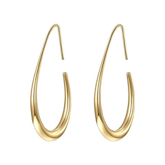 Lightweight loop Teardrop Hoop Earrings for Women , Gold Plated Large Oval Pull Through Hoop Earrings High Polished Statement Jewelry Gift for Women Teen Girls