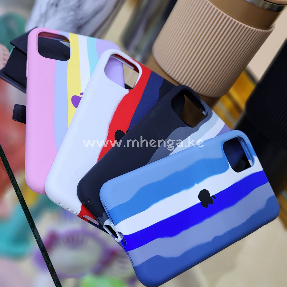 11 Pro Max Silicone Cases Multi Colored Phone Case Open Camera Rainbow