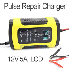 12V 5A Motorcycle Car Battery Charger Maintainer Desulfator Smart Pulse Repair Lcd Display