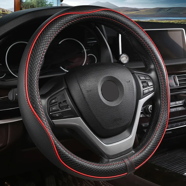 Car Steering Wheel Cover, Anti-Slip, Safety, Soft, Breathable, Heavy Duty, Thick, Full Surround, Sports Style