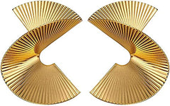 Gold Geometric Earrings Exaggerated Statement Earrings Punk Stylish Sectored Twisted Earring Jewelry for Women and Girls Earrings 00001