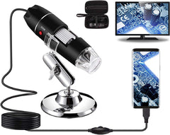 USB Digital Microscope 40X to 1000X, 8 LED Magnification Endoscope Camera with Carrying Case & Metal Stand, Compatible for Android Windows 7 8 10 11 Linux Mac