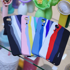 Oppo A18 4G silicone phone case, stripes rainbow cases Oppo A 18 4 G phone cover