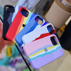 IPhone 12 Pro Max silicone cases multi colored case rainbow open camera