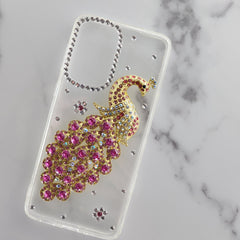 Samsung A33 tpu peacock case A 33 phone cases clear rhinestones