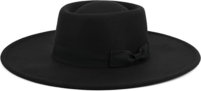 Fedora Hat with bow , wide brim fedora hat