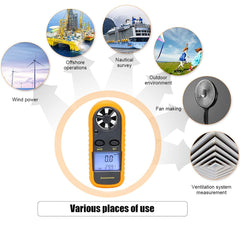 GM 816 Handheld Anemometer, Digital Wind Speed Meter Air Flow Meter for Measuring Wind Speed Temperature and Wind Chill, Portable Wind Gauge for HAVC Drone Sailing Fishing(LCD Backlight)