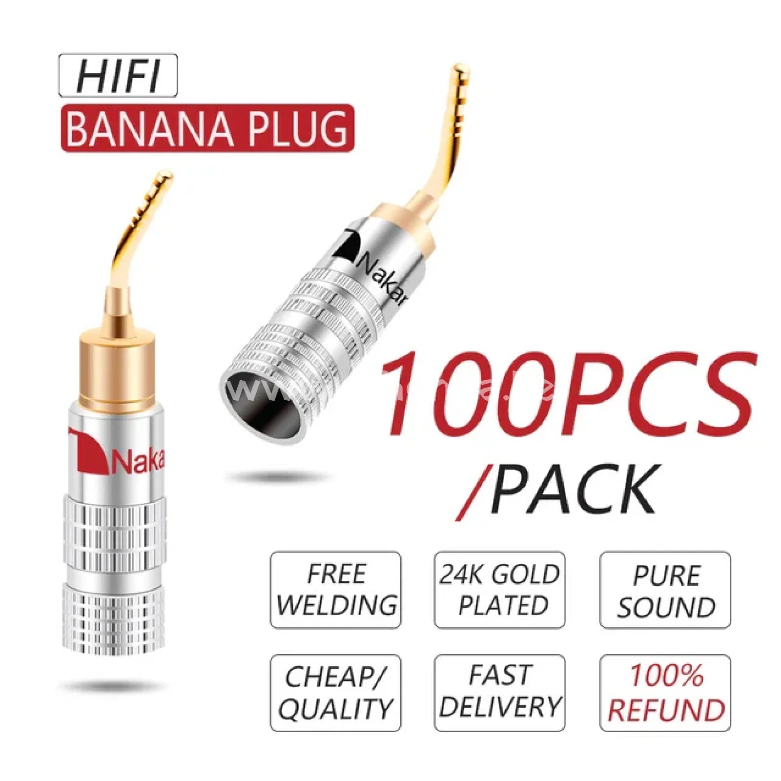 2Mm Banana Speaker Pin Plugs Audio Screw Type Cable Connector Adapter Gold Plated Connectors Plug
