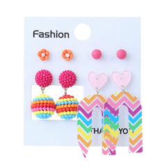 Earring set pink print