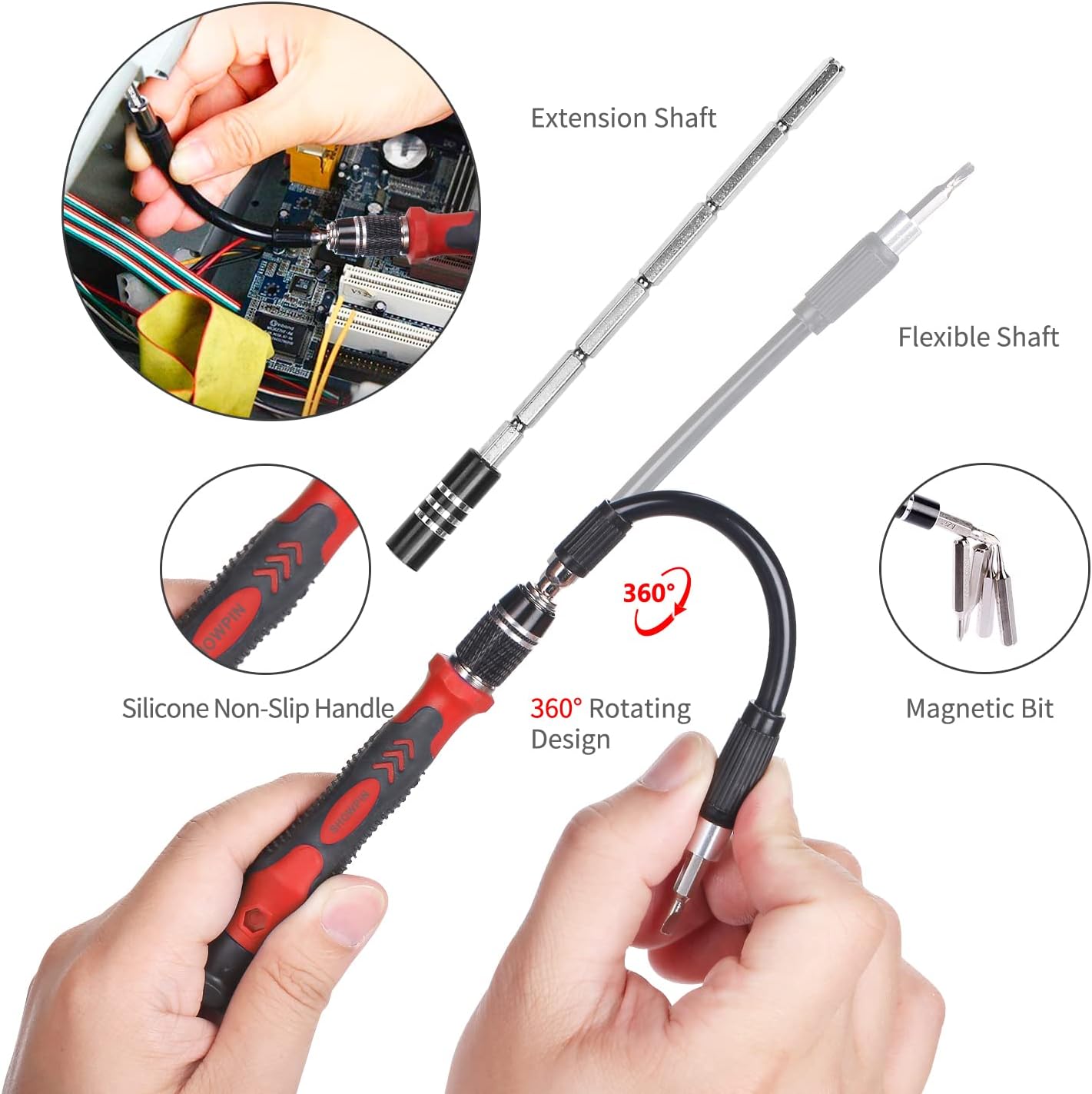 Precision Screwdriver Set, 122 in 1 Electronics Magnetic Repair Tool Kit with Case for Repair Computer, iPhone, PC, Cellphone, Laptop, Nintendo, PS4, Game Console, Watch, Glasses etc (Red)