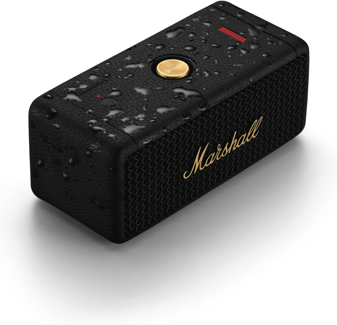 Marshall Emberton II Portable Bluetooth Speaker, Black & Brass