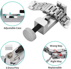 Time Watch Repair Kit, Watch Link Removal Tool, Watch Band Adjustment, Including Watch Back Case Opener, Spring Bar, Operation Manual, Suitable for Battery Replacement and Strap disassemble