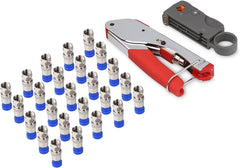 Coax Cable Crimper, Coaxial Compression Tool Kit Wire Stripper with F RG6 RG59 Connectors (Updated Module)