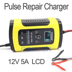 12V 5A Motorcycle Car Battery Charger Maintainer Desulfator Smart Battery Charger, Pulse Repair Charger LCD Display