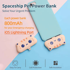 Small Cute Portable Charger, 2 pcs Cute Cat Mini Power Bank with LED Night Light External iOS Portable Phone Charger Battery Pack Emergency Cute Battery Pack Compatible with iPhone 14 (iOS Lightning)