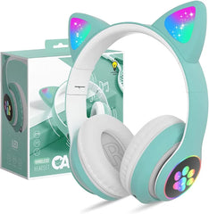 Headphones Bluetooth LED cat kitty paw Wireless Headphones Cat Ear LED Light Up Bluetooth Foldable Headphones Over Ear w/Microphone for Online Distant Learning