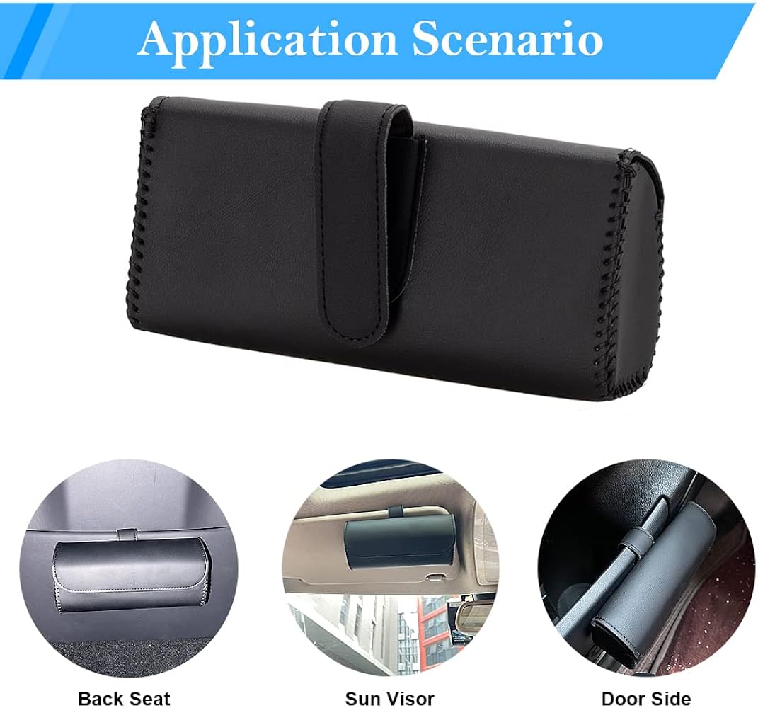 Car Visor Sunglasses Case, Leather Glasses Clip Holder for Sun visor, Handmade Eyeglasses Storage Box