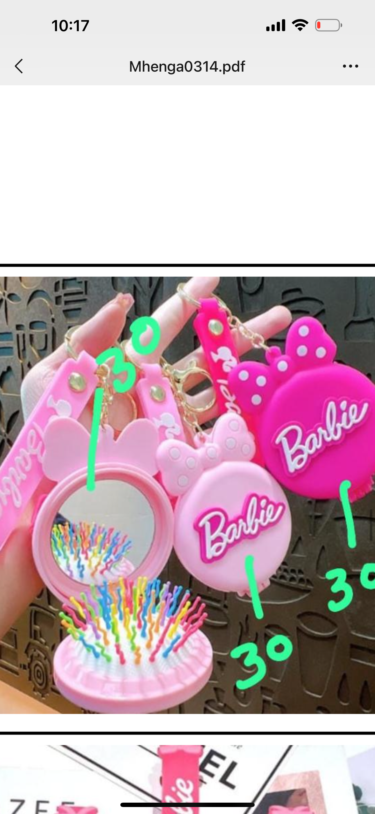 Key Holder barbie with Mirror and Comb