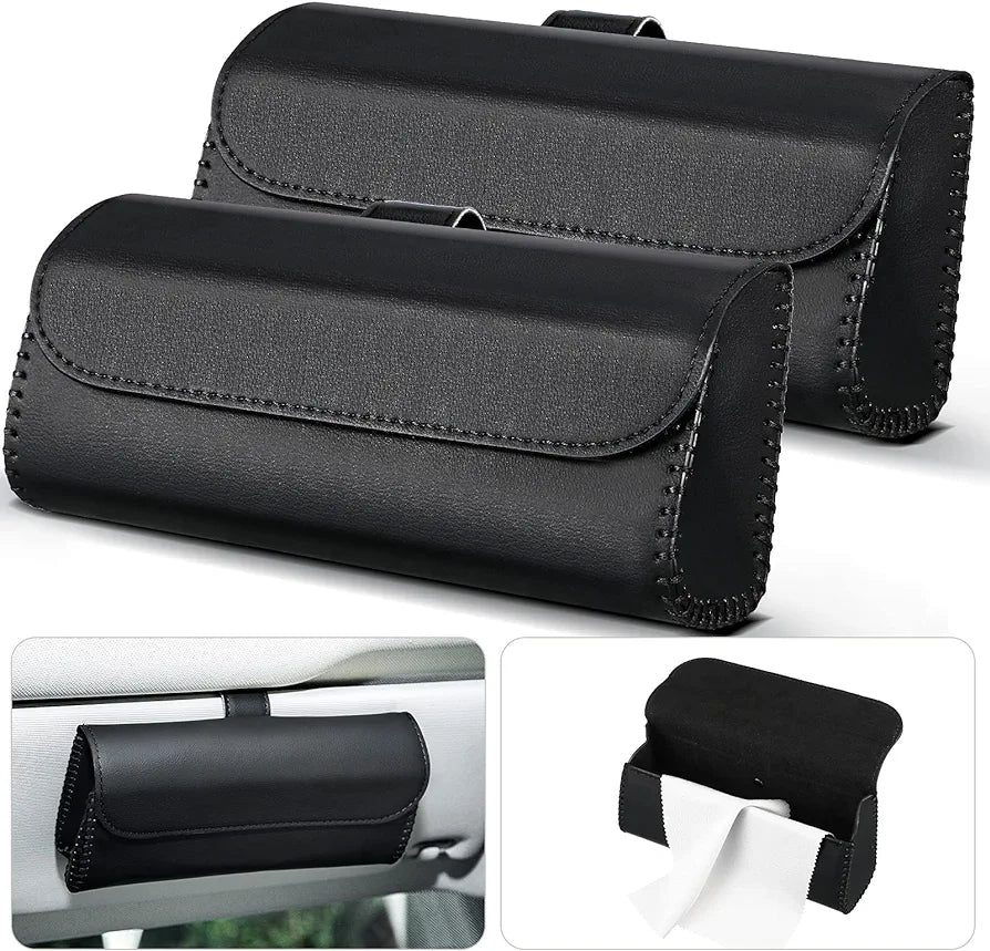 Car Visor Sunglasses Case, Leather Glasses Clip Holder for Sun visor, Handmade Eyeglasses Storage Box