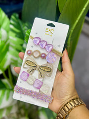 Hair Clip set purple bow