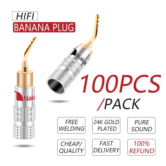 2mm Banana Speaker Pin Plugs,Audio Speaker Pin Plugs Screw Type Cable Connector Adapter,Gold Plated Pin Connectors Banana Plug Adapter for Audio HiFi Musical Adapter