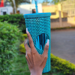 Double walled plastic cup with Straw, tumbler