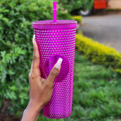 Double walled plastic cup with Straw, tumbler