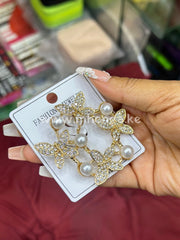 Brooch Butterfly Gold And Pearl Silver