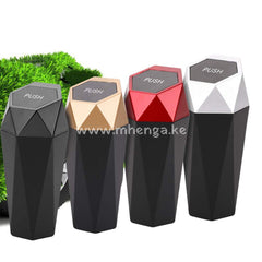 Car Trash Can With Lid New Dustbin Diamond Design Leakproof Vehicle Bin Mini Garbage For Automotive