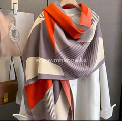 Cashmere Scarfs Orange Grey Cream