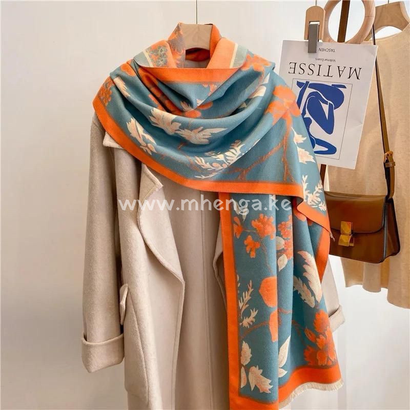 Cashmere Silk Scarf Blue And Orange