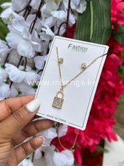 Chain Necklace And Earring Sets Padlock Set
