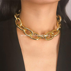 Chunky Choker Necklace Gold Cuban Link Chain Thick Necklaces Punk Jewelry For Women And Girls (Gold