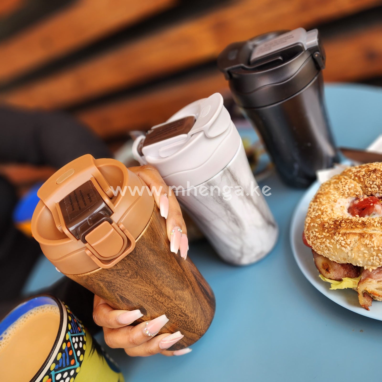 Coffee Cup Wooden Design Insulated Mug