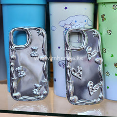 Compatible With Iphone 11 Case Cute Electro Plated 3D Bear Glossy Full Body Protection Soft