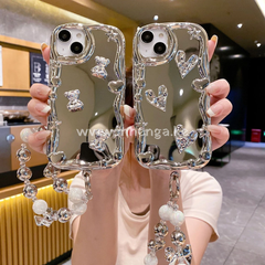 Compatible With Iphone 15 Pro Max Case Cute Electro Plated 3D Bear Glossy Full Body Protection Soft