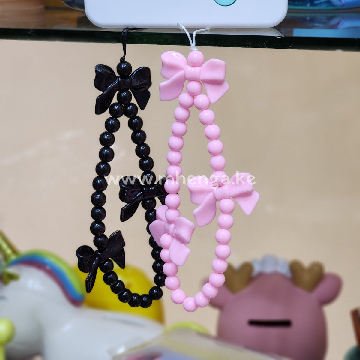 Cured Beaded Charms With Bow Phone Charm