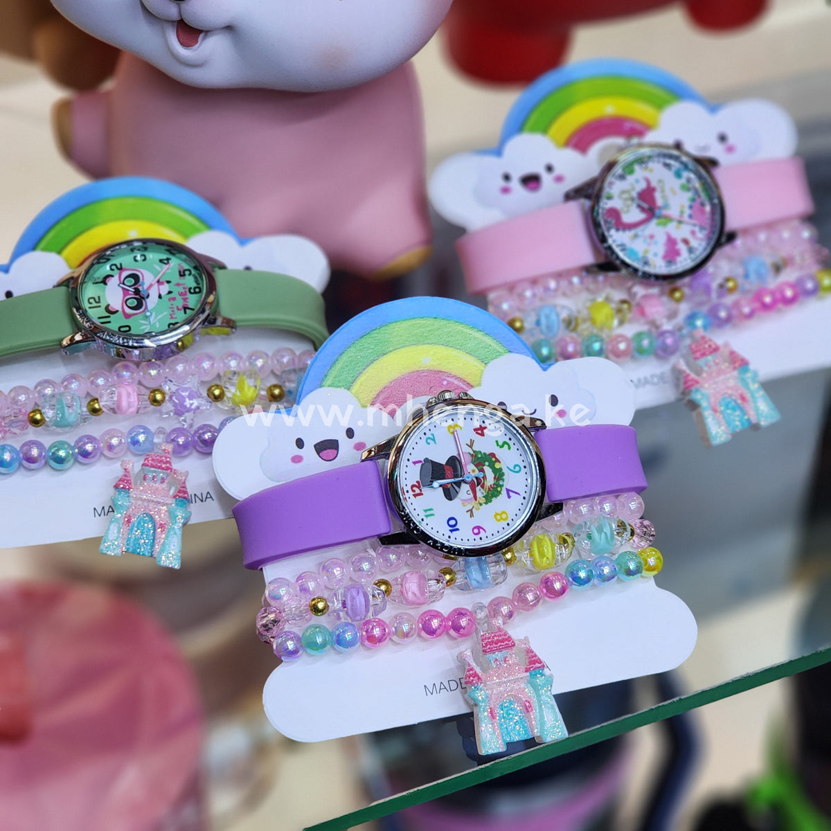 Girls Kids Watch And Bracelet Colored Shiny Castle