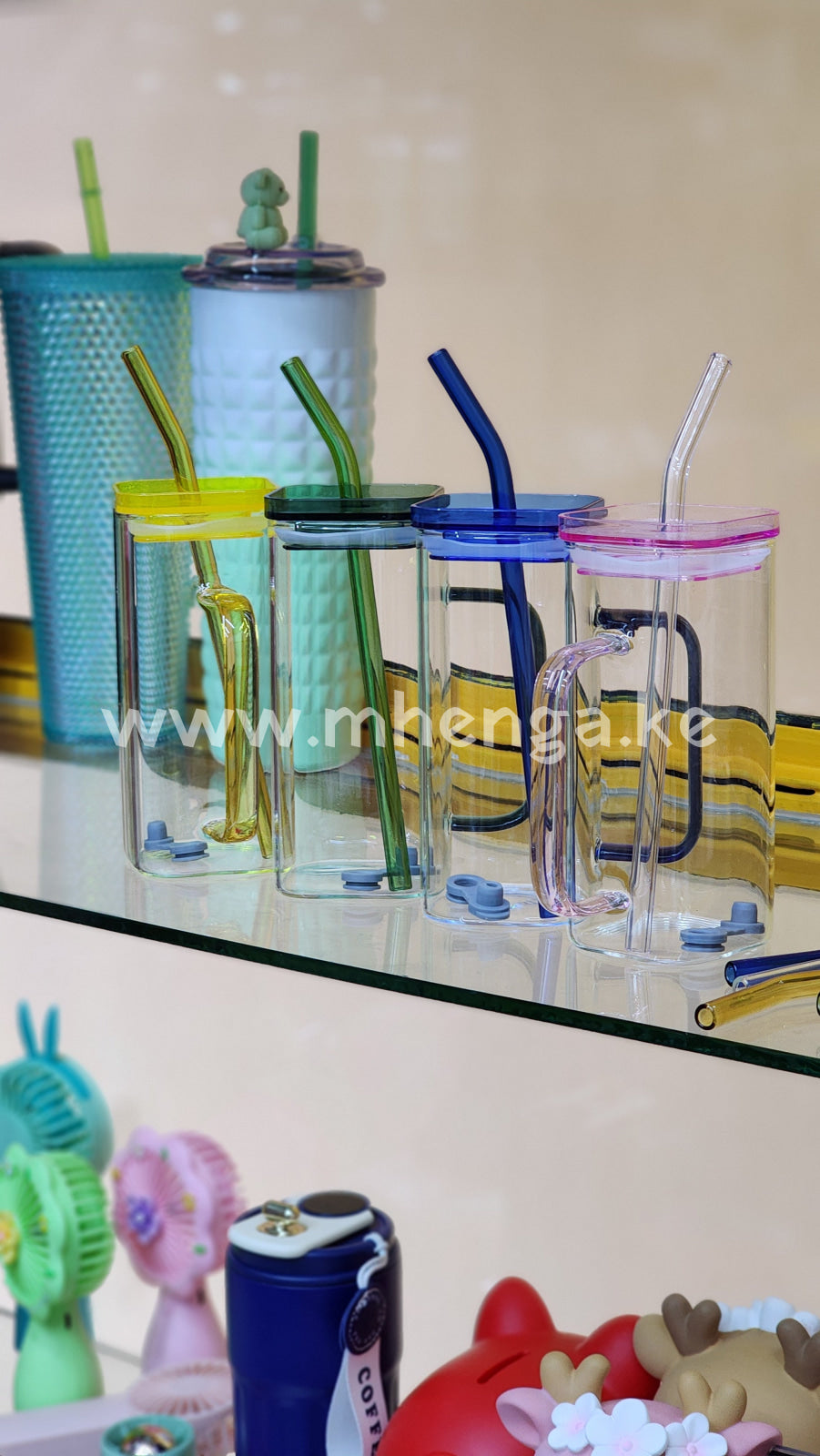 Good Morning Glass Cold Drink Mug Tumbler With Straw Plastic Cap