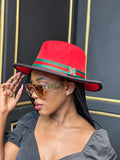Fedora hat Red black with bee Initial