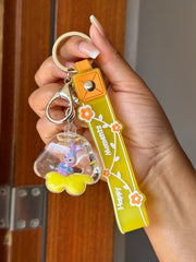 Key holder yellow purple rabbit inside