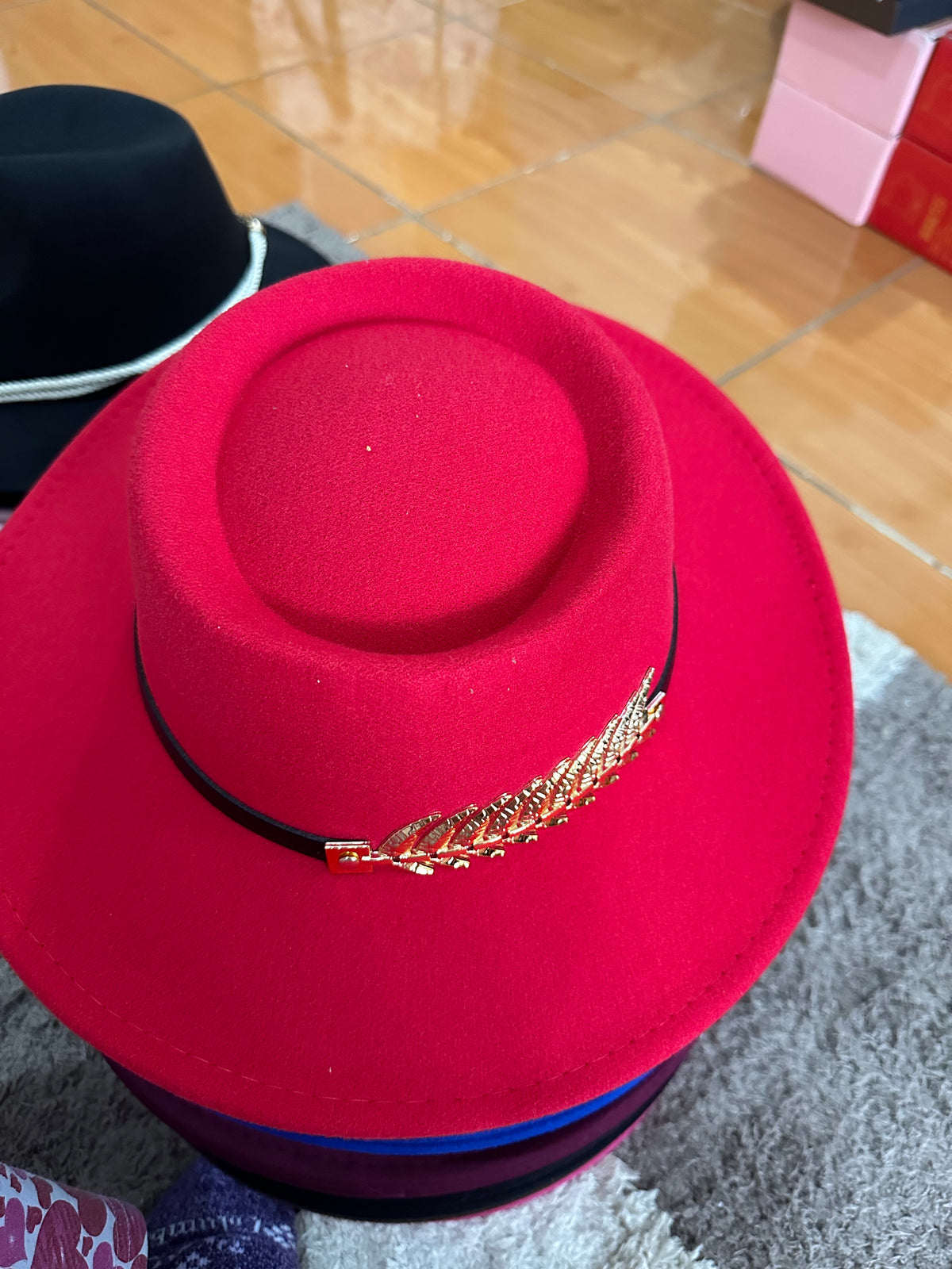 Fedora Hat round top with Feather detail