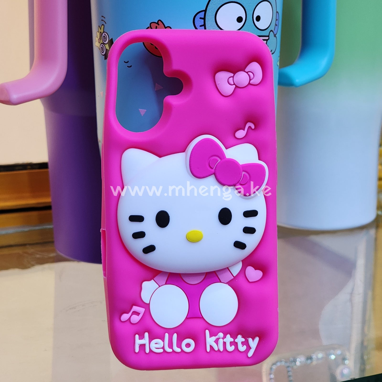 Iphone 16 3D Phone Case Silicone Pop Socket Hello Kitty