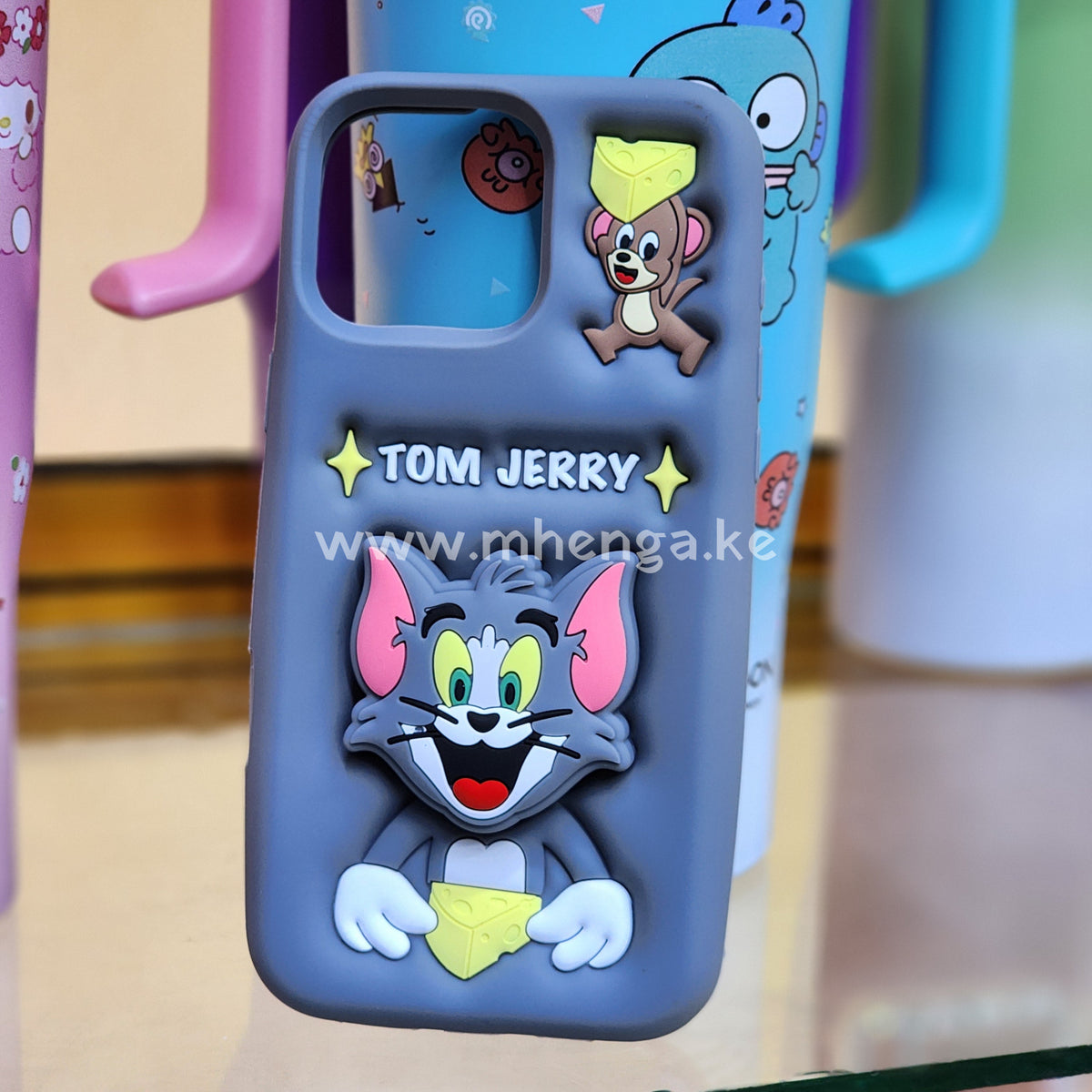Iphone 16 Pro Max 3D Phone Case Silicone Pop Socket Tom & Jerry