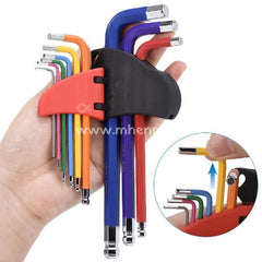 Nine Size L Type Hex Allen Key Wrench With Ball Head End