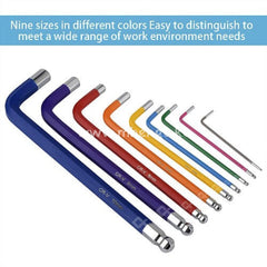 Nine Size L Type Hex Allen Key Wrench With Ball Head End