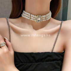 Pearl Sets With Earrings Bracelet And Chocker Chain